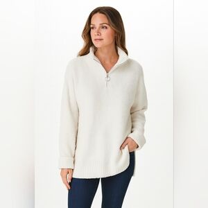Women's Zesica Oversized White Quarter-Zip Sweater – Size S – NWT